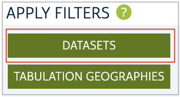 Screenshot of the 'Apply Filters' buttons, with a red box around the 'Datasets' button